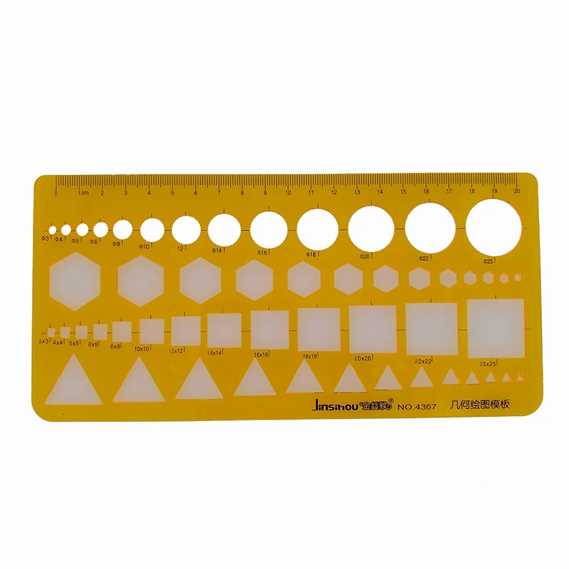 Math Drawing Template Geometry Ruler Student Stationery  Triangle,Square,Circle,Hexagon Shapes No. 4367