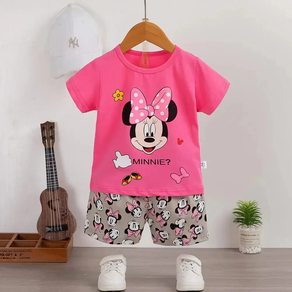 Baby Girl Summer Outfit Set Short Sleeve T-shirt And Shorts Children's Clothing Ages 0-4T
