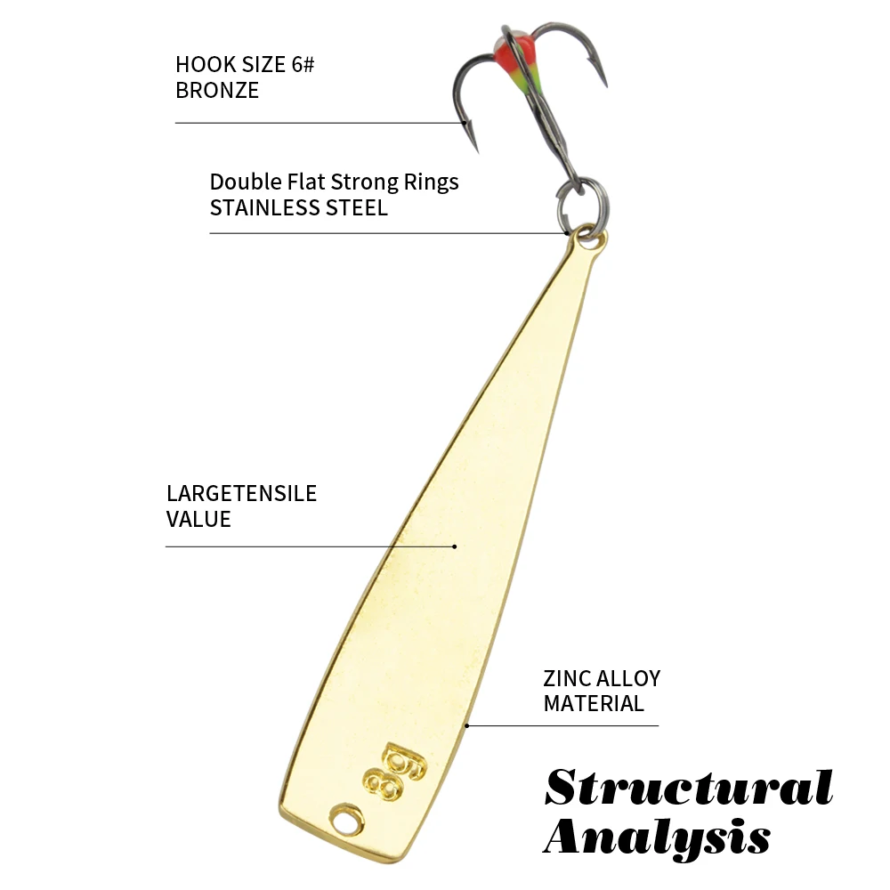 FISH KING Vertical Jigs Winter Ice Fishing Lure 6g/8g 1pcs Metal Spoonbait with Treble Hook for fishing of perch and pike