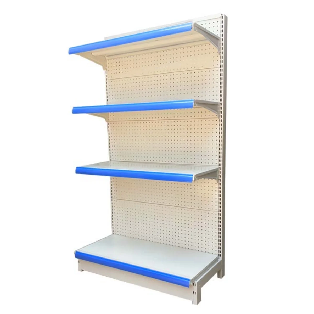 Double Sided Island Gondola Shelving Unit Supermarket Display Rack With Endcap