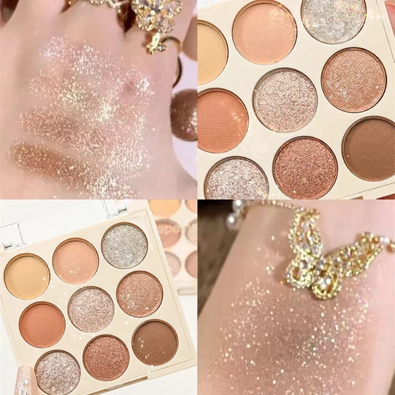 Ice Cream Eyeshadow Palette Glitter Rose Aegyosal Blush Oat Milk Tea Purple Eye Shadows Cool Tone Korean Makeup Women Cosmetics