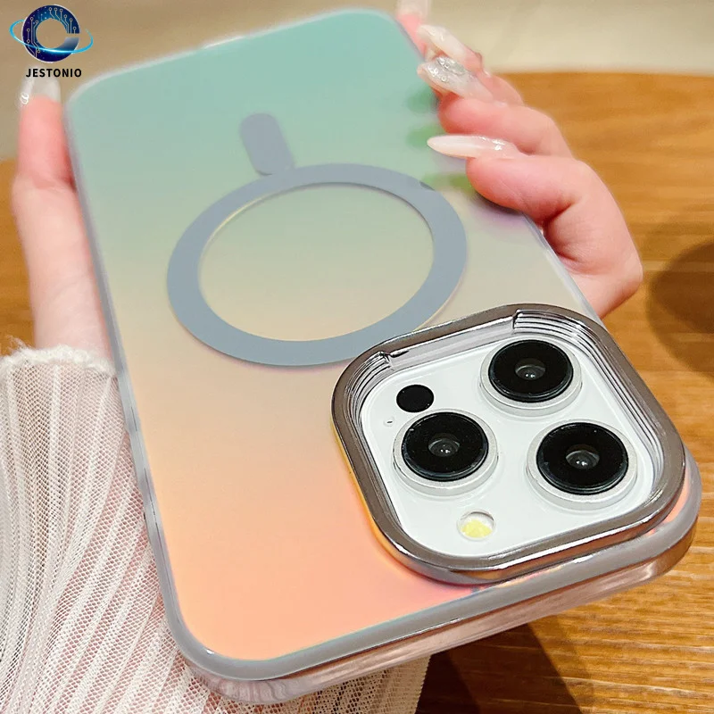 

Suitable for iPhone 16 Pro Max 15Plus 14 13 12 11 Laser Gradient Wireless Magnetic Phone Case