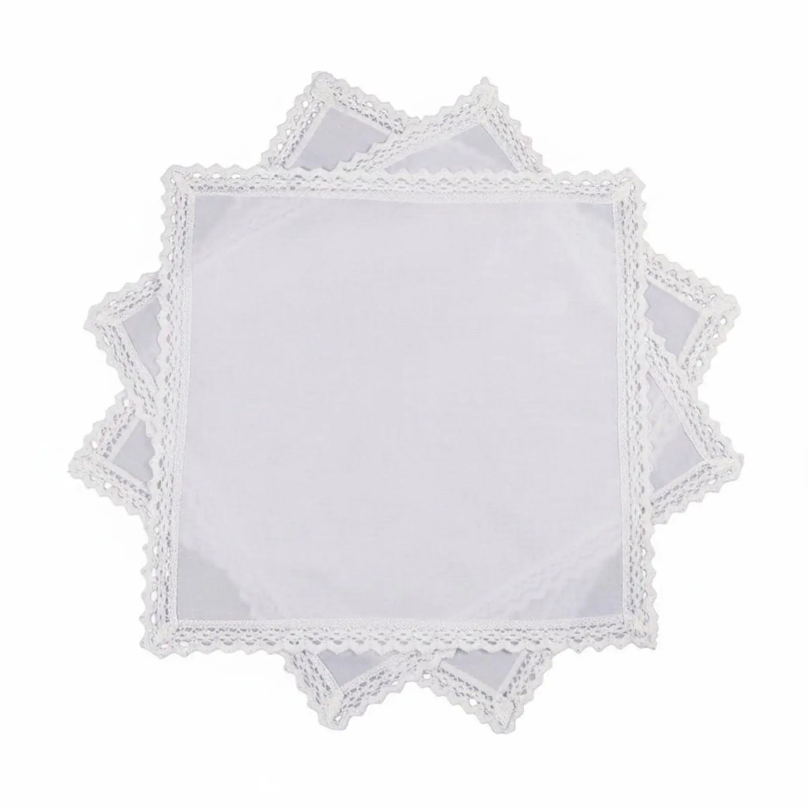 Cotton Hanky Soft White Lace Handkerchief Lightweight for Parties, Brides, Women