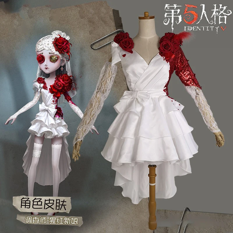 Game IdentityⅤ Perfumer Cosplay Costume Crimson Bride Evening Dress Vera Nair Role Play Uniform Halloween Carnival Party Outfit