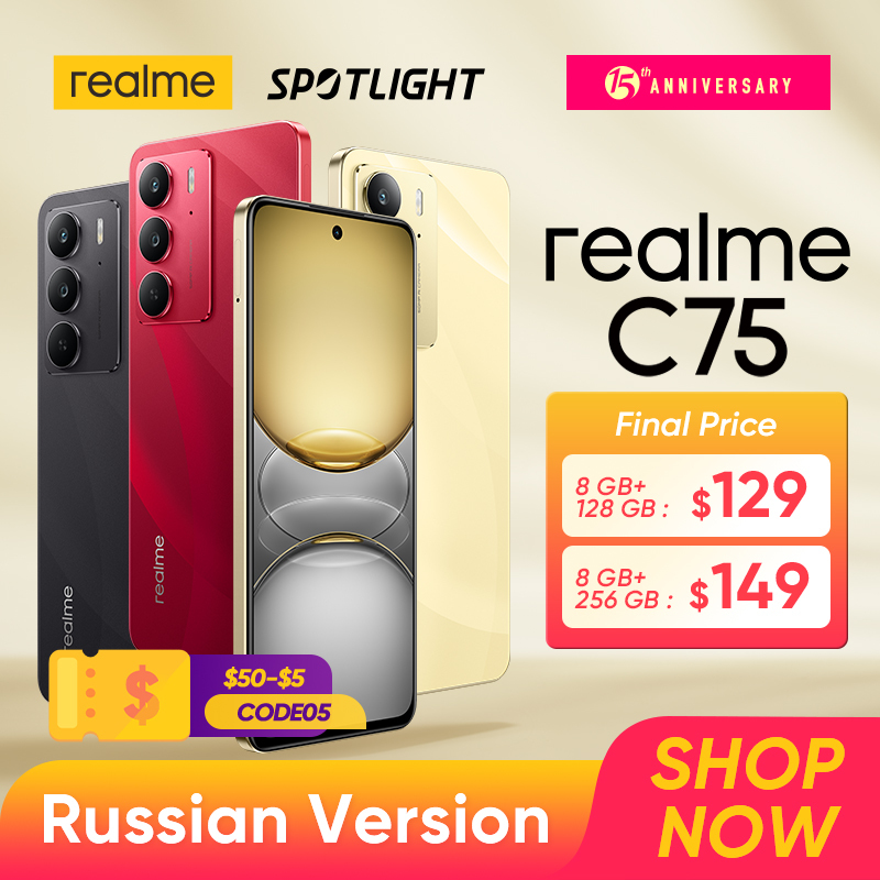  realme C75 Smartphone Helio G92 Max Chipset 5828mAh Battery 45W Charge 6.72'' 90Hz Display 50MP Camera NFC IP69 