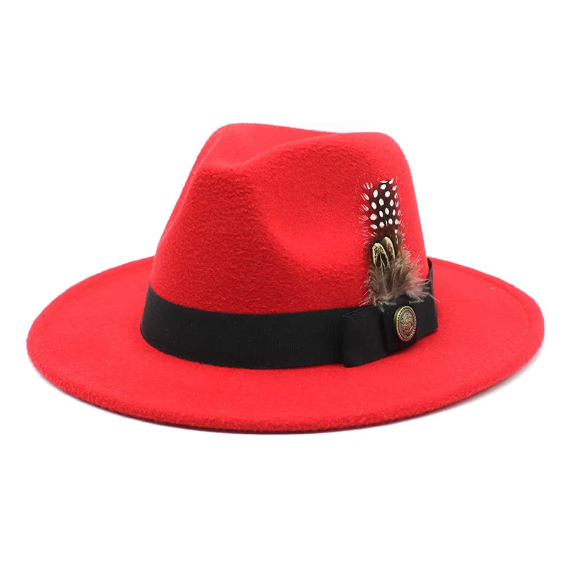 White Woolen Gentleman Classic British Jazz Feather Top Hat  display picture 3