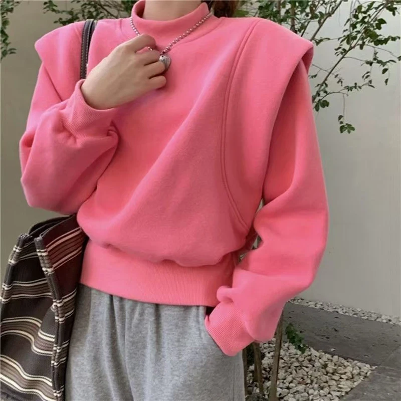 เสื้อสเวตเชิ้ตผู้หญิงแบบเรียบง่าย ผ้าพลัชเนื้อนุ่ม ใส่สบายๆ แขนยาว คอโอ ทรงหลวม แฟชั่นเก๋ แมทช์ได้กับทุกชุด เสื้อกีฬาผู้หญิงรุ่นใหม่ สำหรับฤดูใบไม้ร่วงและฤดูหนาว