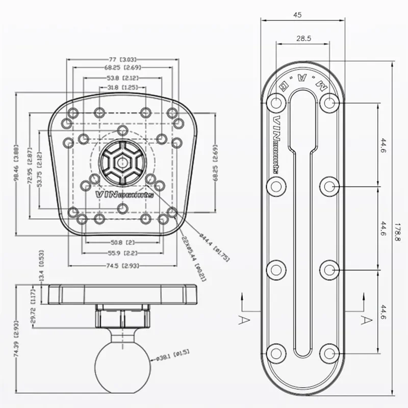 ギアヘッド、魚群探知機マウントを備えたカヤックとサップトランスデューサーマウントアームは、すべてのスコッティポストマウントに適合します