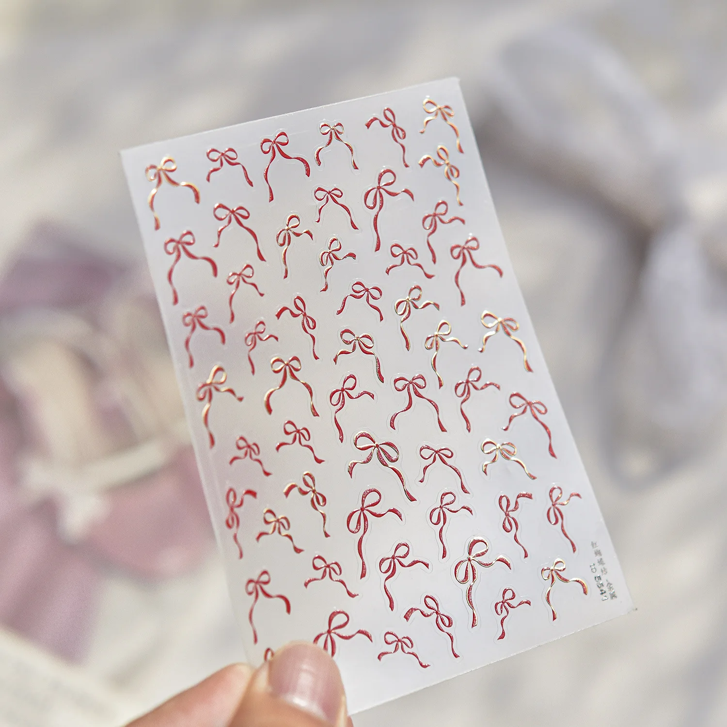 Niedliche Schwarz-Silberne 5D Nagelaufkleber mit Bären-, Hasen-, Schleifen-, Hohlherz-, Polka-Dot-, Stern- und Spitzenmuster, Selbstklebende Nageldekoration – Detail 10