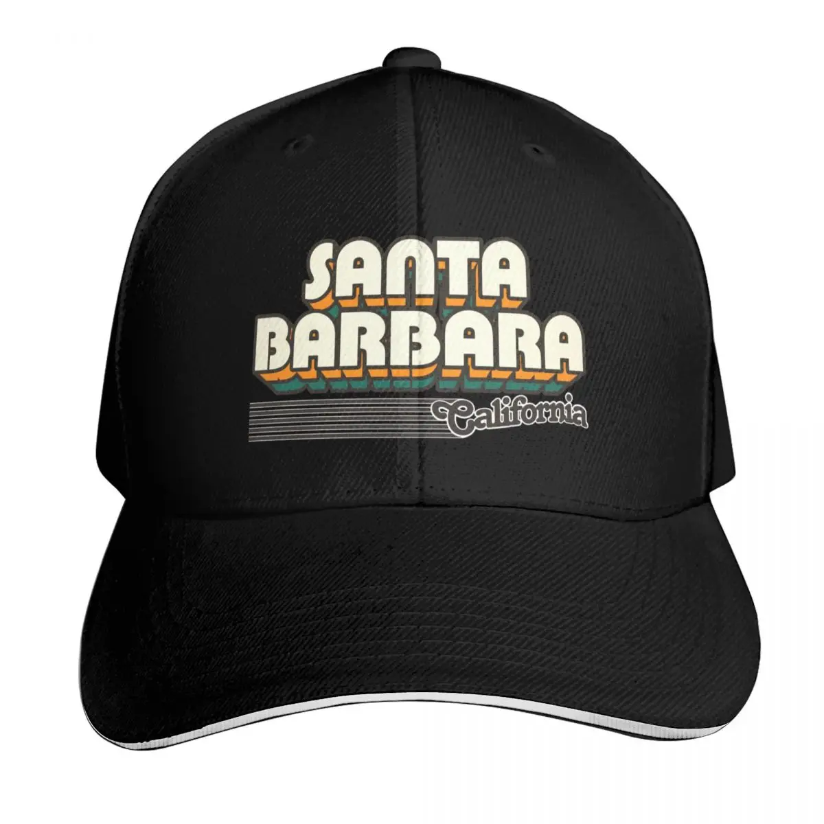 Santa Barbara, California Retro Stripes Baseball Cap sun hat Golf Hat Sun Hat For Children Luxury Brand Men Caps Women's
