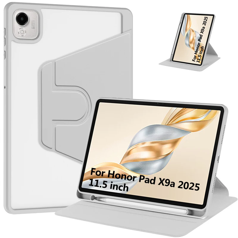 360-Grad-Drehung Acryl-Tablet-Hülle für Honor Pad X9a, 11,5 Zoll PU-Ständer-Abdeckung für Honor Pad X9a 2025, Hülle mit Stiftschlitz