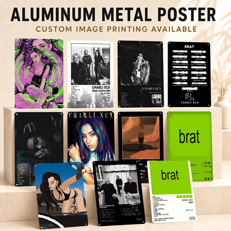 Charli XCX Aluminum Posters Personalized Metal Tin Sign Premium Expressive Vocal Star Graphic Wall Art Ideal In Listening Lounge
