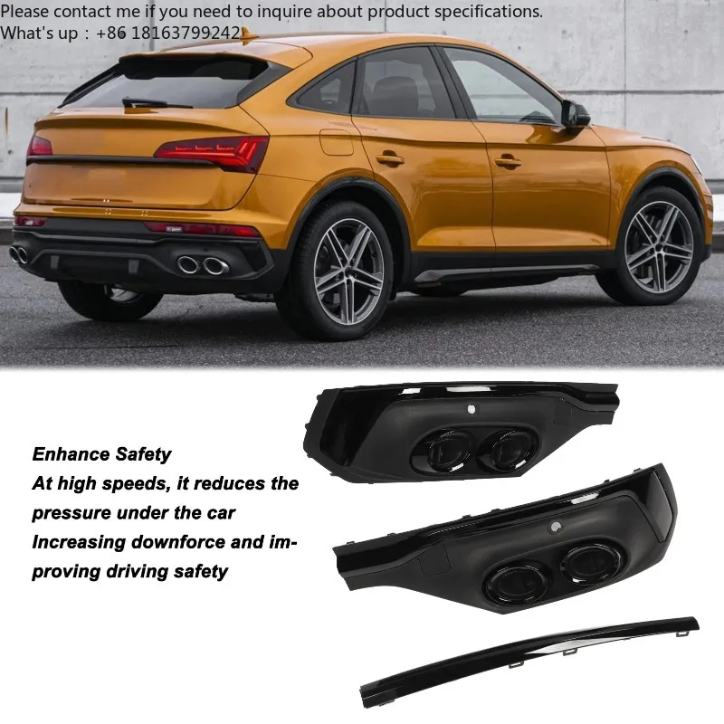 

Rear Bumper Exhaust Pipe Diffuser Trim Glossy Black Lip Spoiler for Audi SQ5 Sportback 2021 and Up Rear Diffuser Side CornerTrim