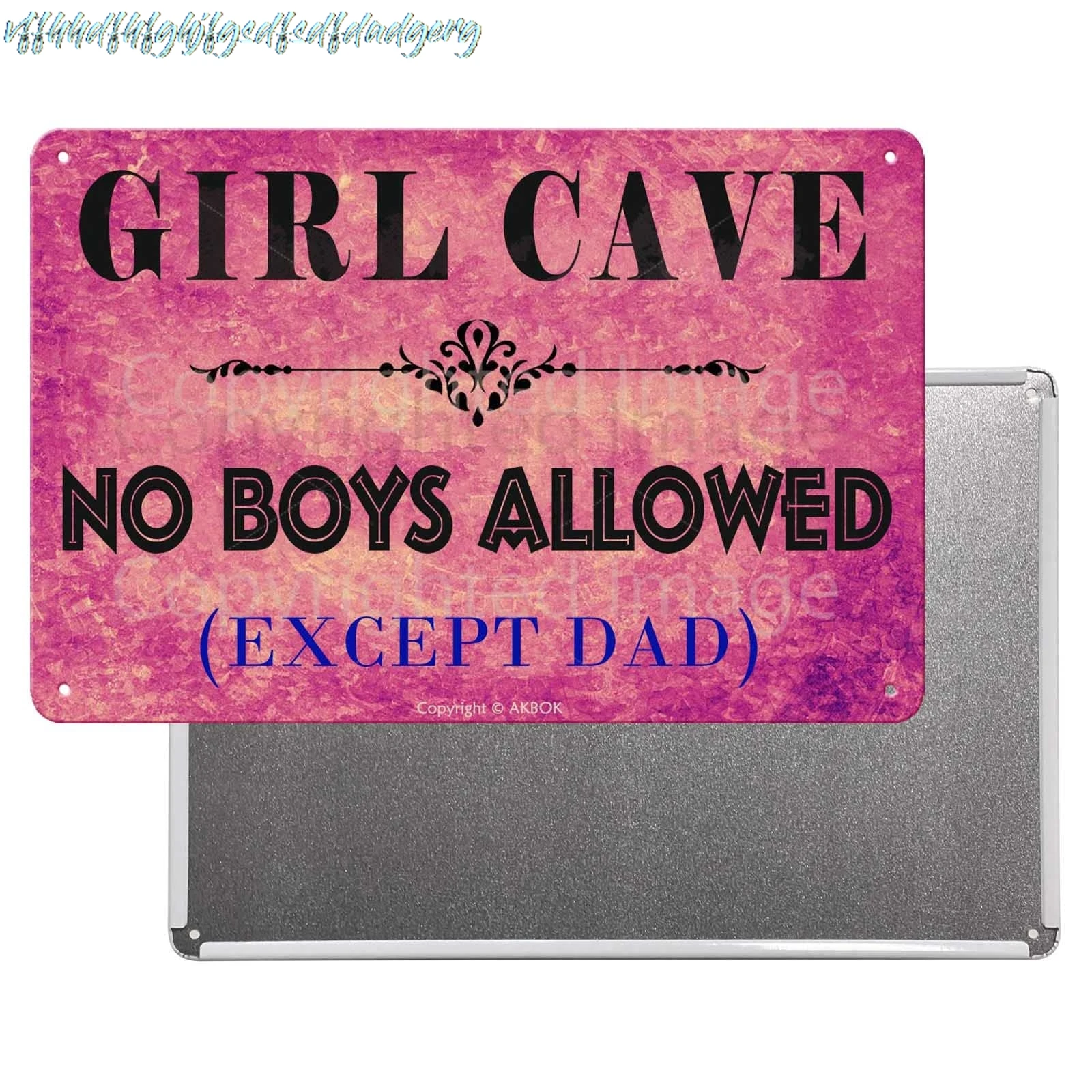 Girl Cave Metal Sign No Boys Allowed Except Dad Tin Sign for Girls Room Pink Gamer Bedroom Door Teenager Girly Things Wall  sign
