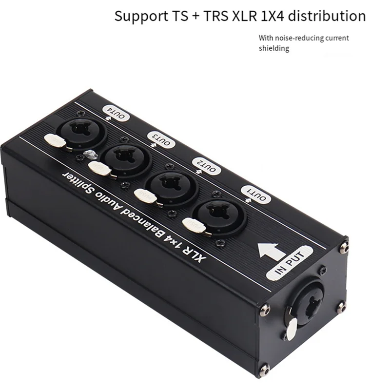 Le distributeur Audio XLR équilibré 1 entrée 4 sorties AA08-6.5TS prend en charge l'extension de répartiteur Audio numérique et analogique