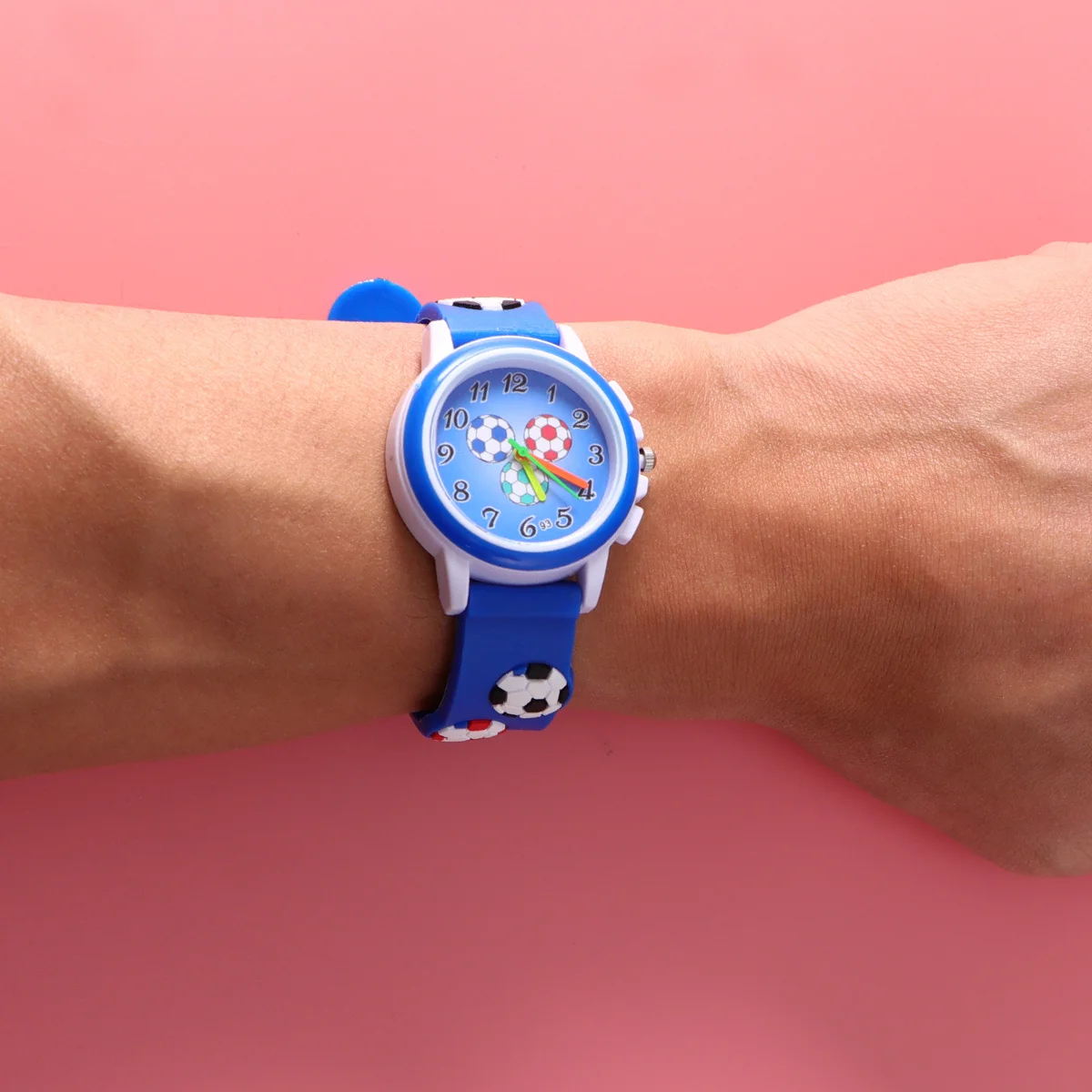 2Pcs 3D Wristwatch Creative Cartoon Printed Lovely Watch for Random Color Football for