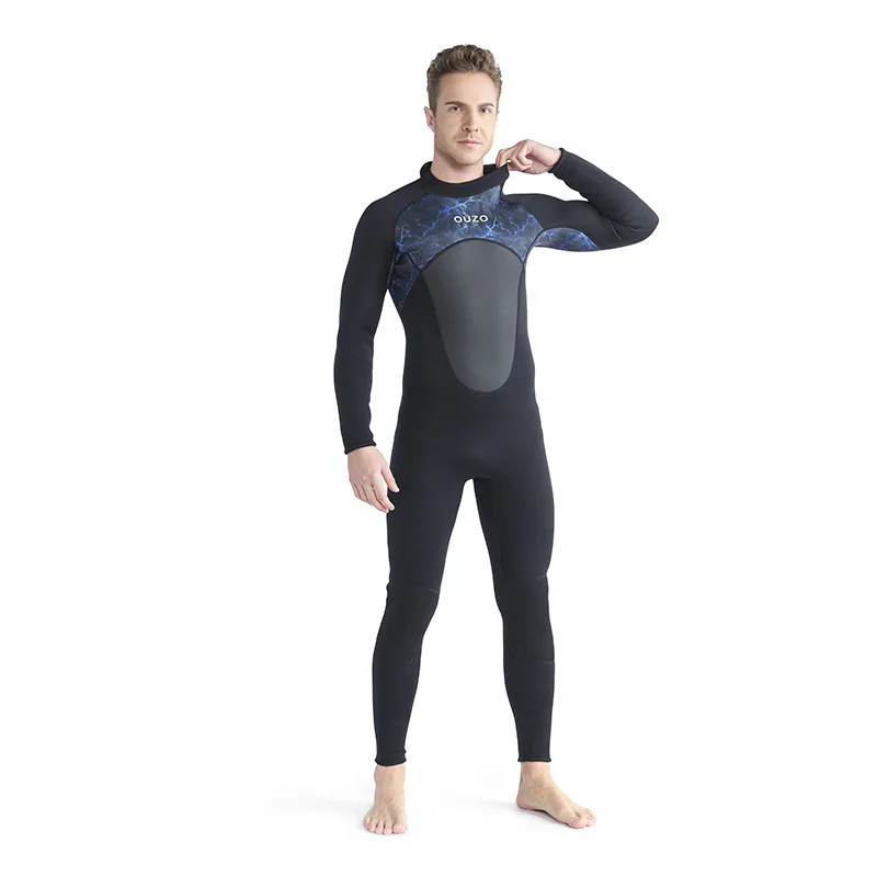 3mm Neoprene Wetsuit Men Long-sleeved Full Body Scuba Diving Suit Surfing Snorkeling Spearfishing Winter Thermal Swimsuit