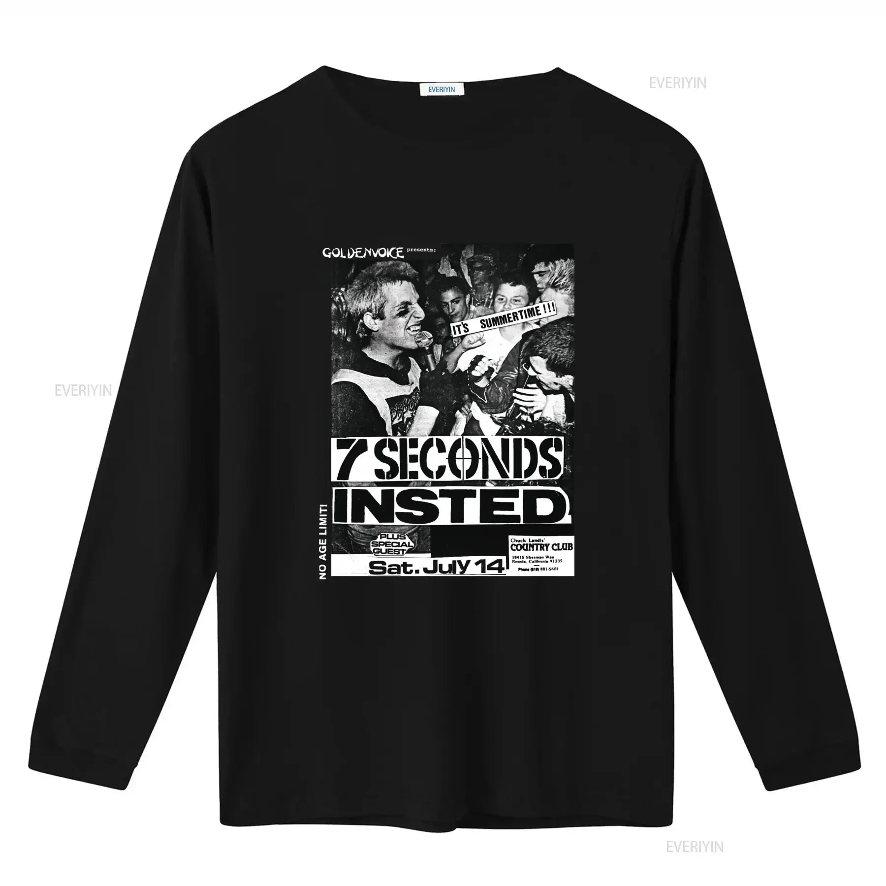 7 Seconds Insted Old School Flyer T Shirt Summer Concert Vibes Vintage Band Merch Rock Music Lover  vintage Washed Comfortable