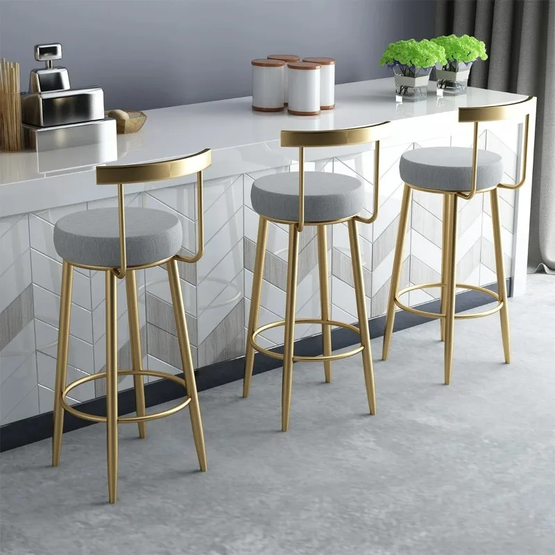 

Modern Minimalist Golden Bar Stool with Backrest Bar Chair High Stools Kitchen Dining Chairs Furniture for Home Restaurant Bar