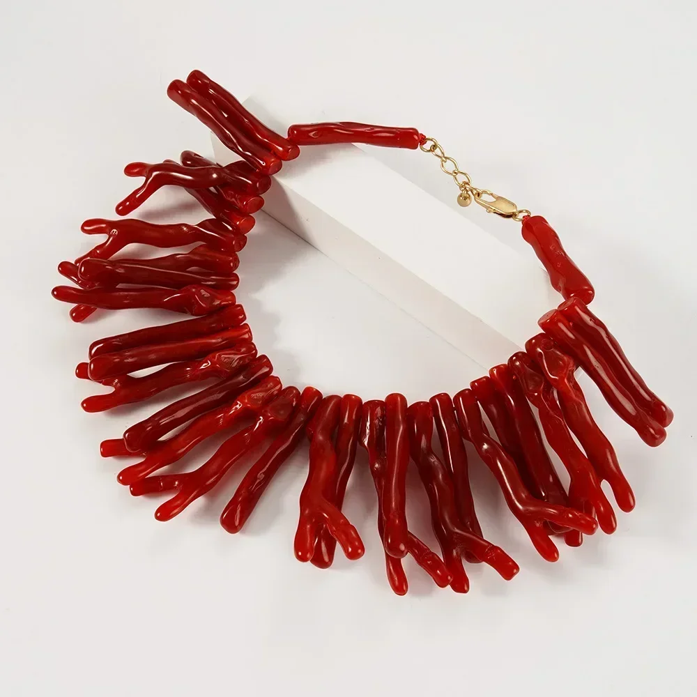 

Wealthyboo Boho Red Coral Necklace Female Irregular Shape Charm Exaggeration Accessories 2025 Wedding Party Free ShippingRed cor