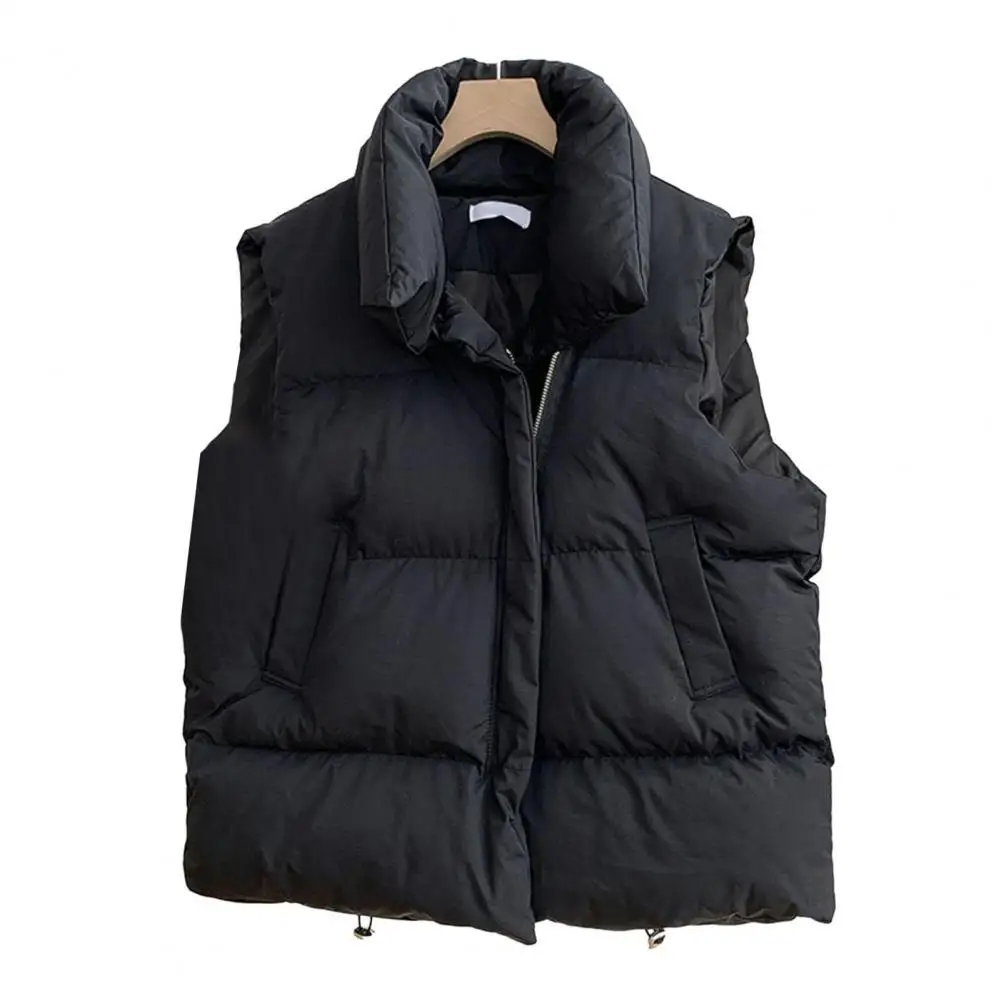 Manteau en GlaCoat Épais avec Col Montant pour Femme, Poches à Patte Fermeture Éclair, Vêtements d'Extérieur à la Mode, Automne et Hiver