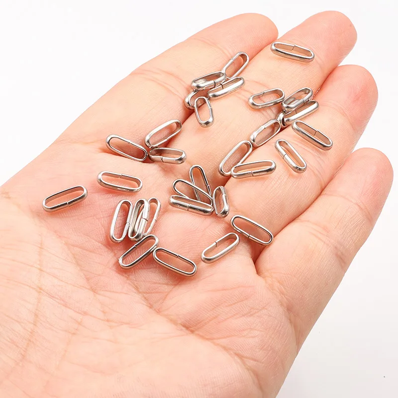 50pcs 304 Stainless Steel Oval Link Rings Connectors Jump Ring for DIY Bracelet Necklace Keychain Jewelry Making Accessories