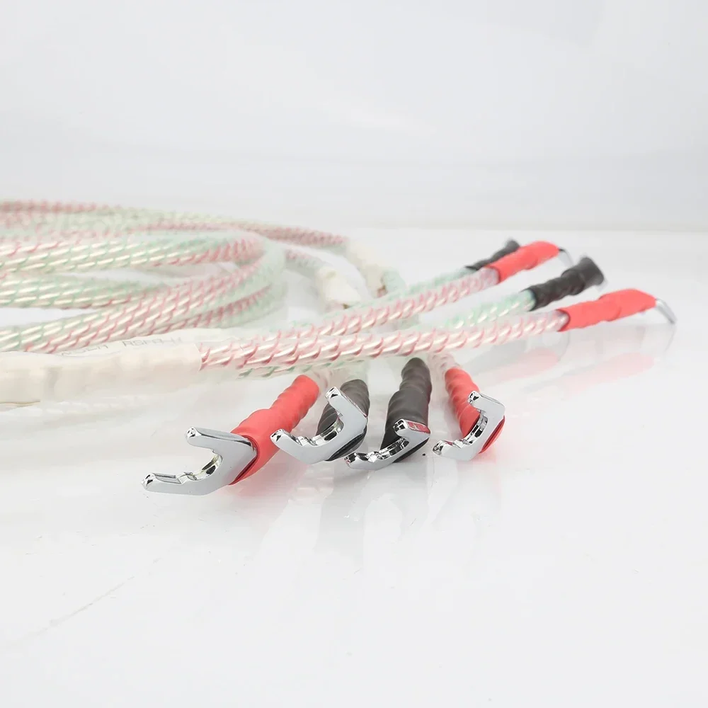 Par de cables de altavoz HIFI, conector de pala con conector banana a banana, Cable de Audio para altavoz