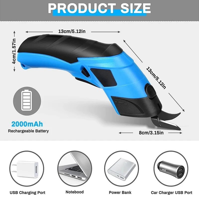 Electric scissors Fabric cutter Leather scissors with tungsten steel blades USB carton Instructions