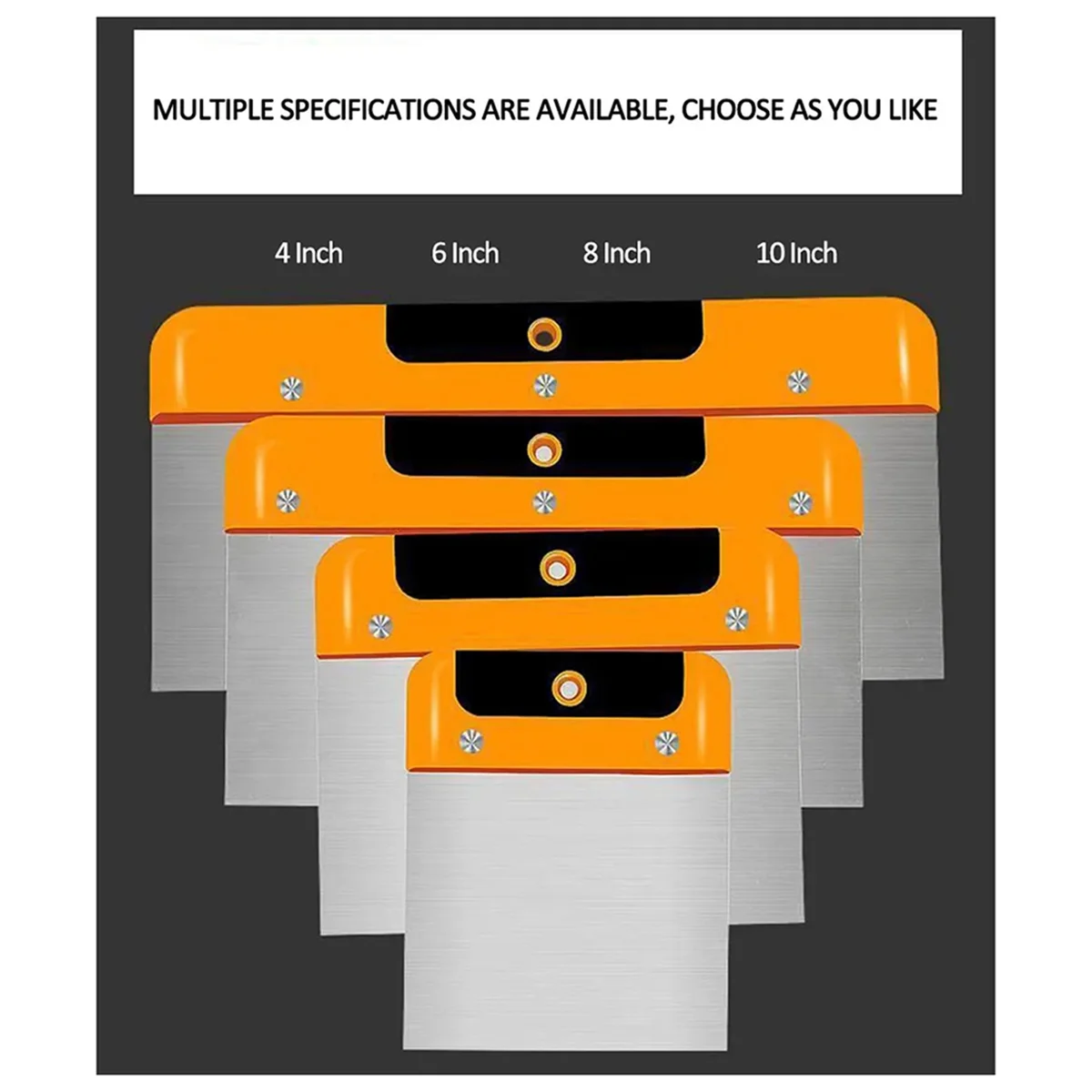 A83Z Coltello per mastice in acciaio inossidabile/Spatola Strumento per verniciare Pala per gesso Spatola per riempimento Raschietti per mastice per carta da parati, 4 pezzi