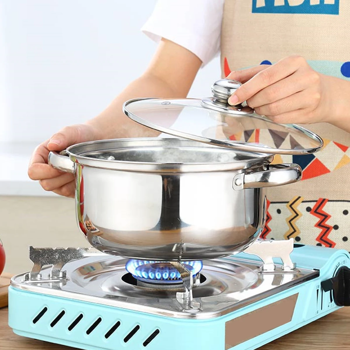

High Capacity Soup Pots Stew Useful Kitchen Cookware Stainless Steel Stockpot Glass Lid Cooking Tool Steam Grid
