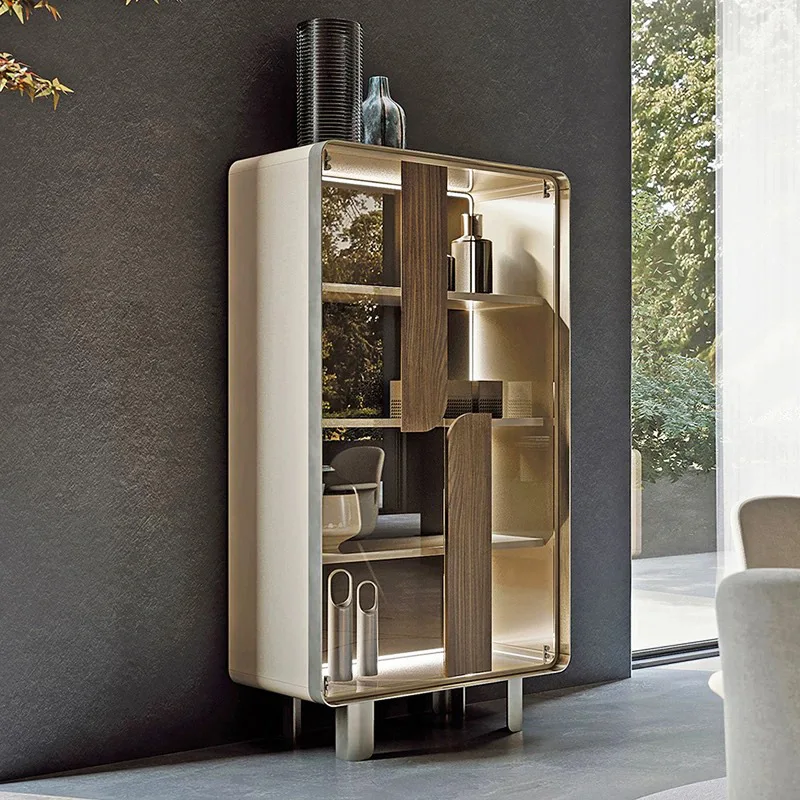 Italian marble wine cabinet light luxury high-end living room decorative locker modern villa home glass display cabinet