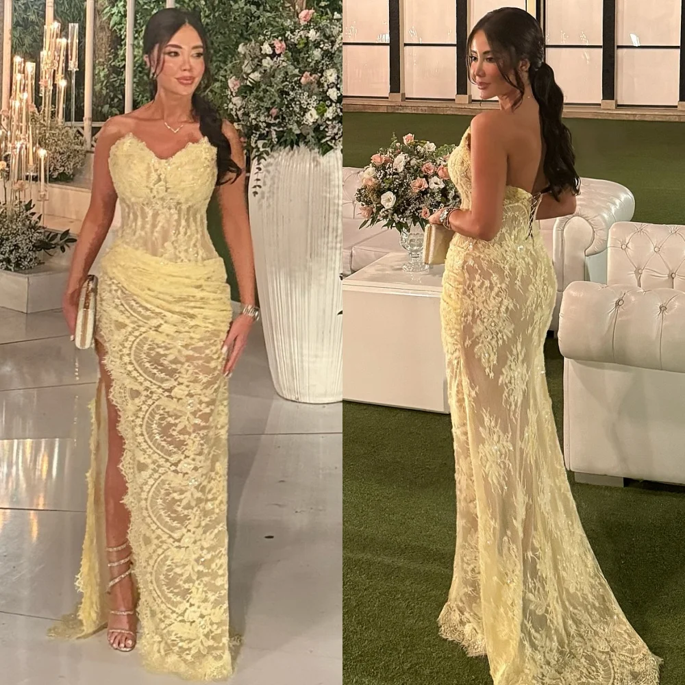 

Customized Matching Formal Lace Sequined Pleat Column Sweetheart Long Dresses Bespoke Occasion Dresses Sizes Available Classic