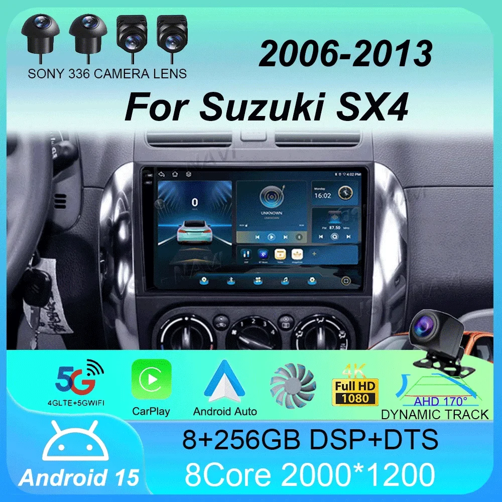 

Android 15 Carplay for Suzuki SX4 2006-2013 Fiat Sedici 2005-2014 Navigation Multimedia Video Car Radio Player Audio 2din Stereo