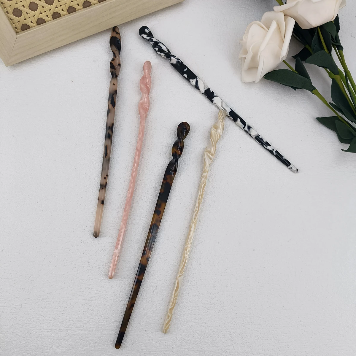 1/2 PCS Vintage Chinese Style Marble Hairpin for Traditional Qipao with Easy Secure Feature
