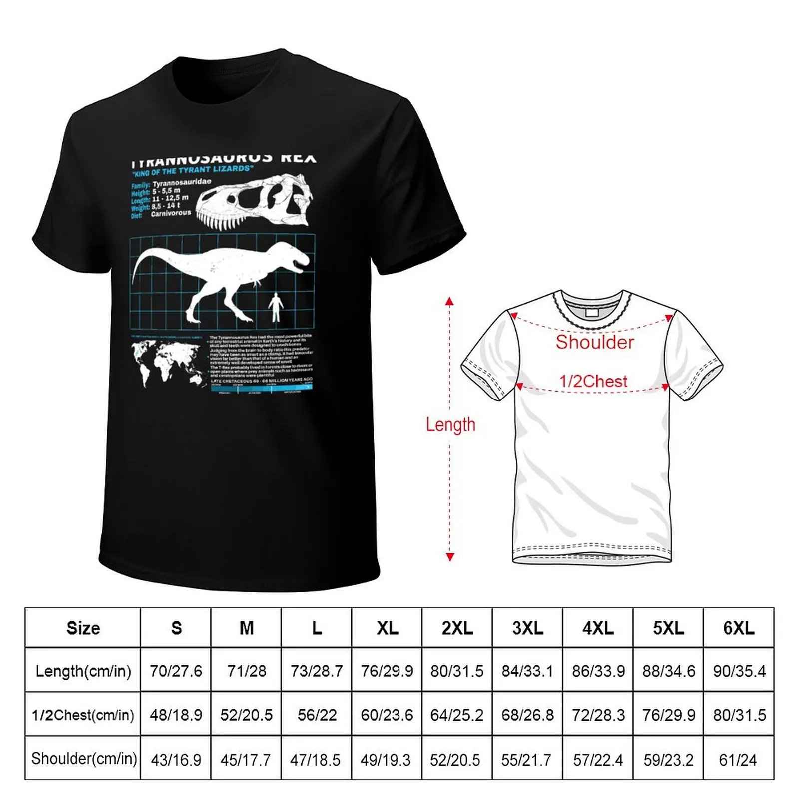 Tyrannosaurus Rex data sheet T-Shirt Casual Basic Short Sleeve T-Shirt