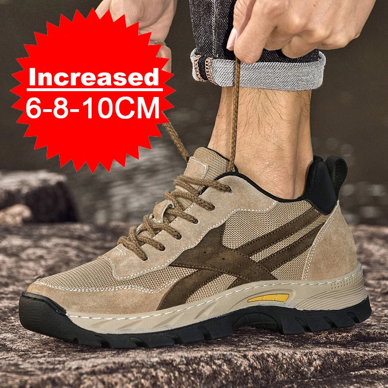Fashion Black Sneakers Hidden Heels Heightening Walking Work Shoes For Men's 4/6/8CM Summer Casual Sports Breathable Male Shoes