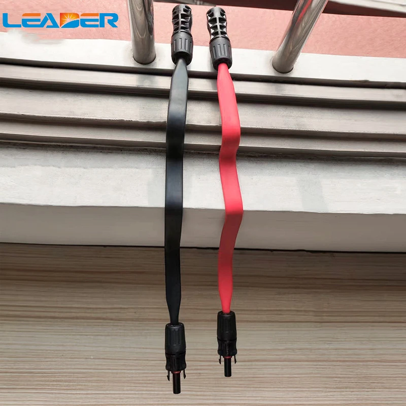 10Pcs/lot 40cm 4mm2 Red/Black Flexible Flat Coaxial Solar Cable with 1500V DC Connector Pass Home Car Window Door