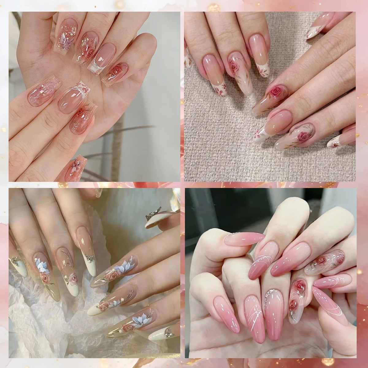2 bis 8 Blatt 3D Rosen-Nagelau – Nail Art Rose Gold Bewertung und Preis
