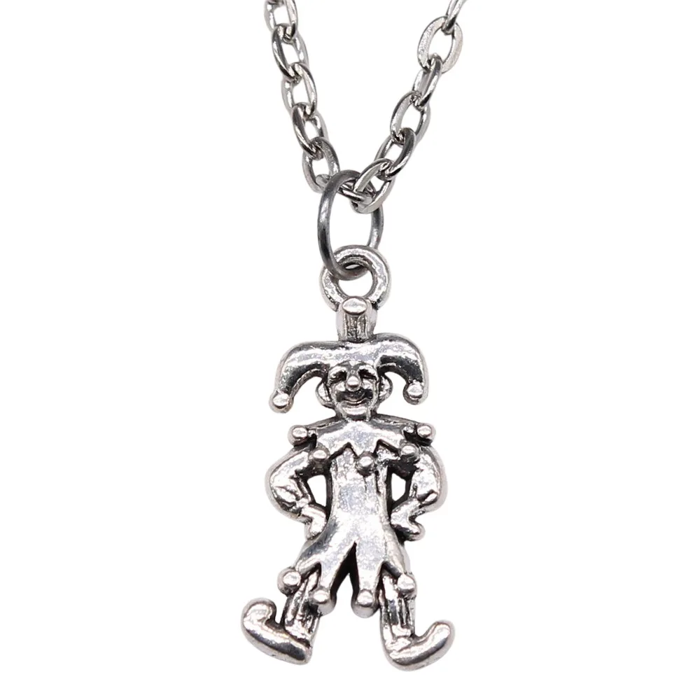 Dropshipping 2 Colors 24x12mm Clown Funny People Harlequin Pendant Necklace Jewelry For Women