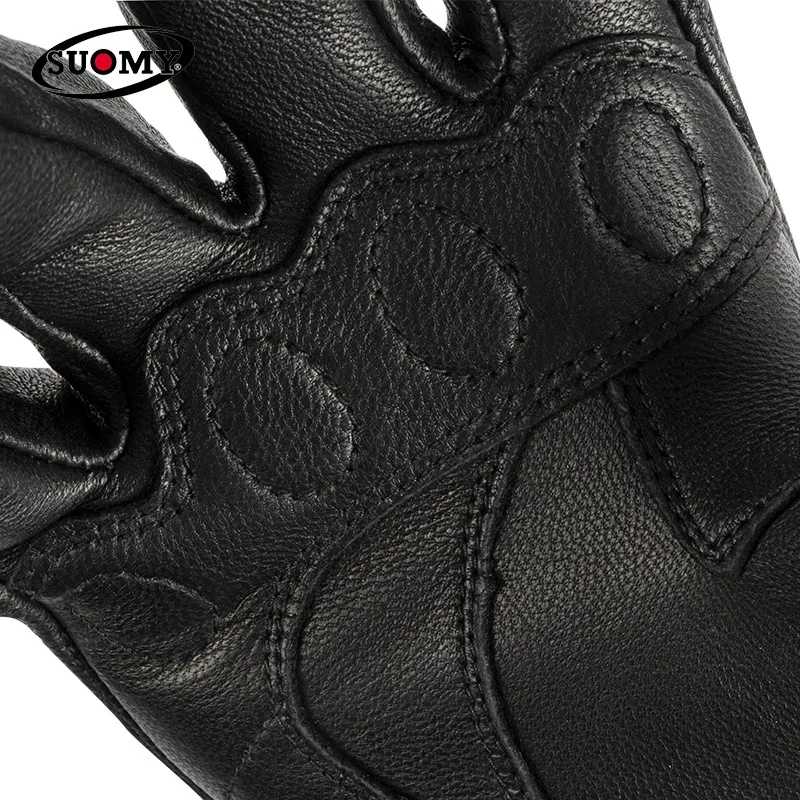Retro Leather Motorcycle Gloves Riding Anti-fall Moto Gloves Classic Pink/Yellow/Black Leather Breathable Summer Gloves view 6