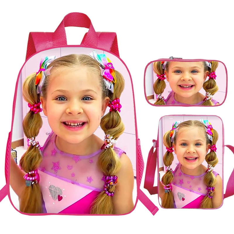 3pcs Set Kids Diana Show Backapck Shoulder Bag Pencil Case Preschool Girls Pink Bookbag Gift Kawaii BookBags Children Backpack