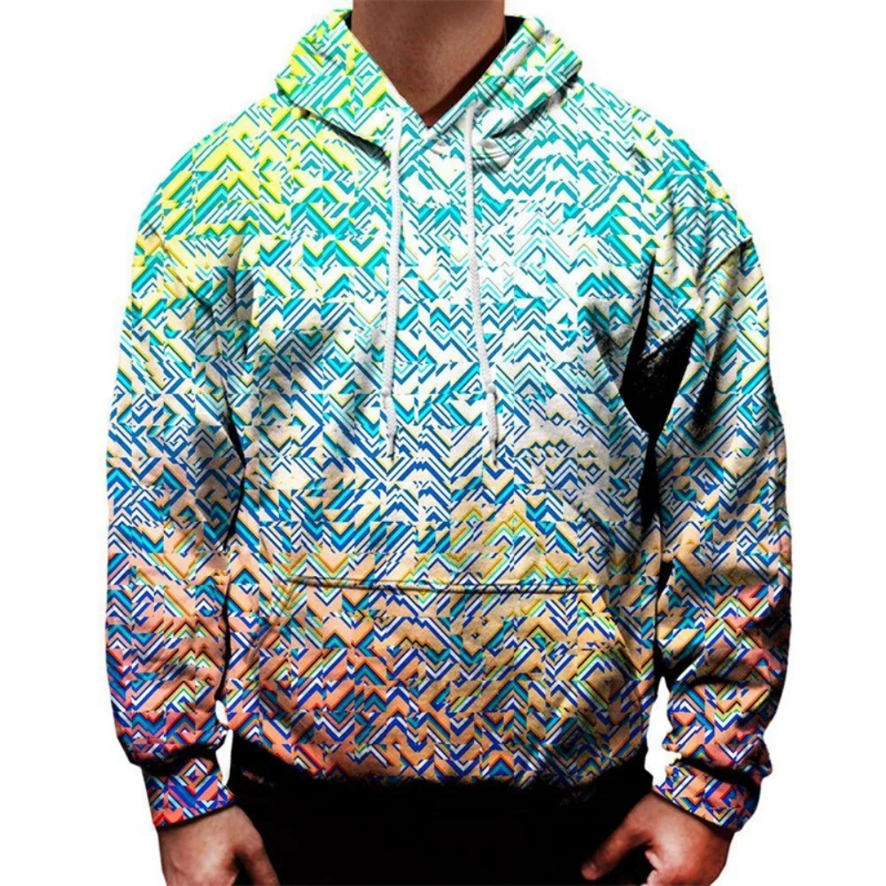 

New Colorful Flowing Liquid Graphic Hoodie Men 3D Printed Geometric Pullovers Tops Long Sleeve Hoodies Street Autumn Sweatshirts