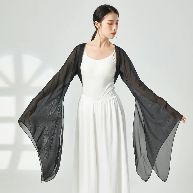 

Марлевая одежда для классических танцев, новые женские элегантные бретели, большие роговые рукава, танцевальная одежда в древнем стиле