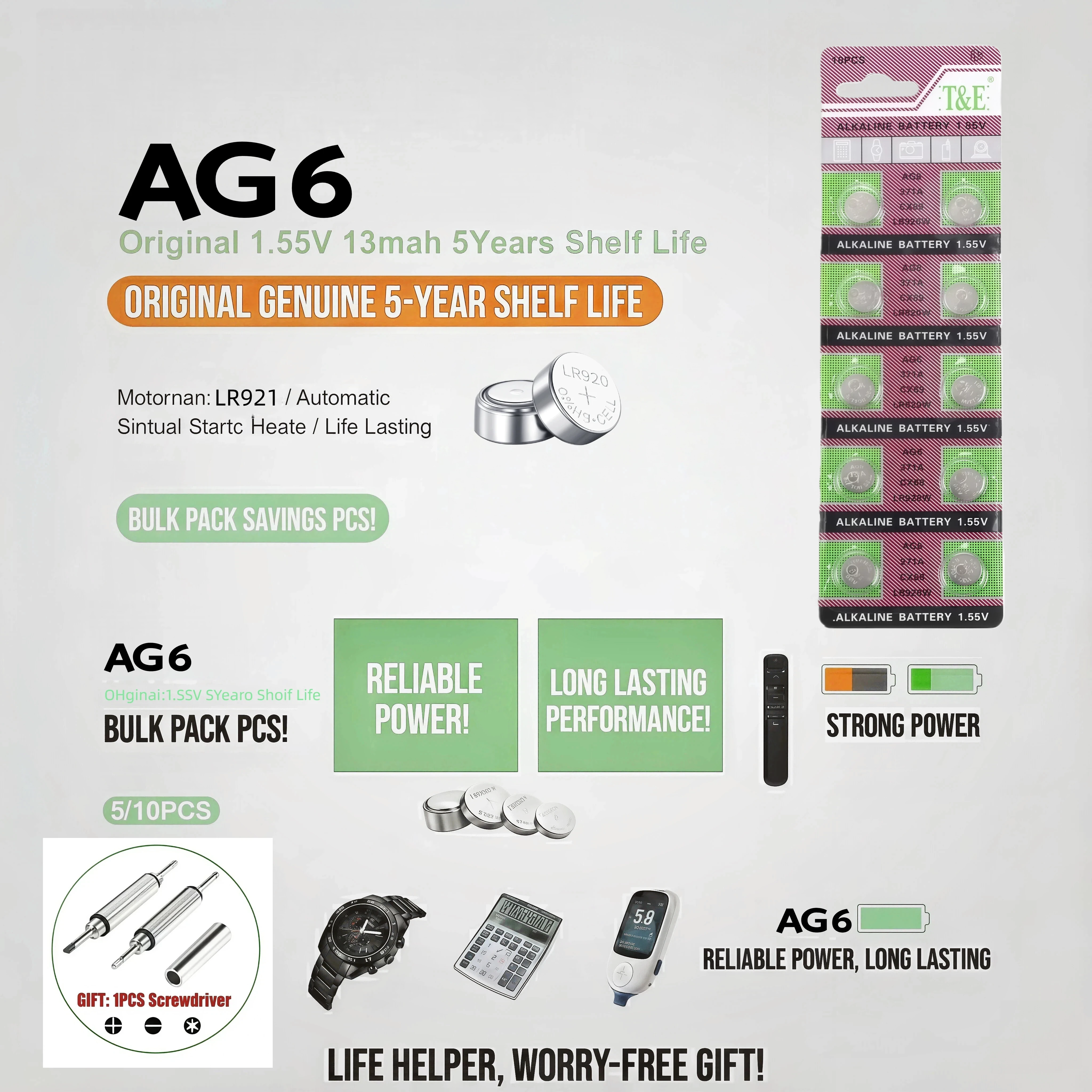 

AG6 371A CX69 LR920W 1.55V Button Battery For Watch Toys Remote Cell Coin Batteries