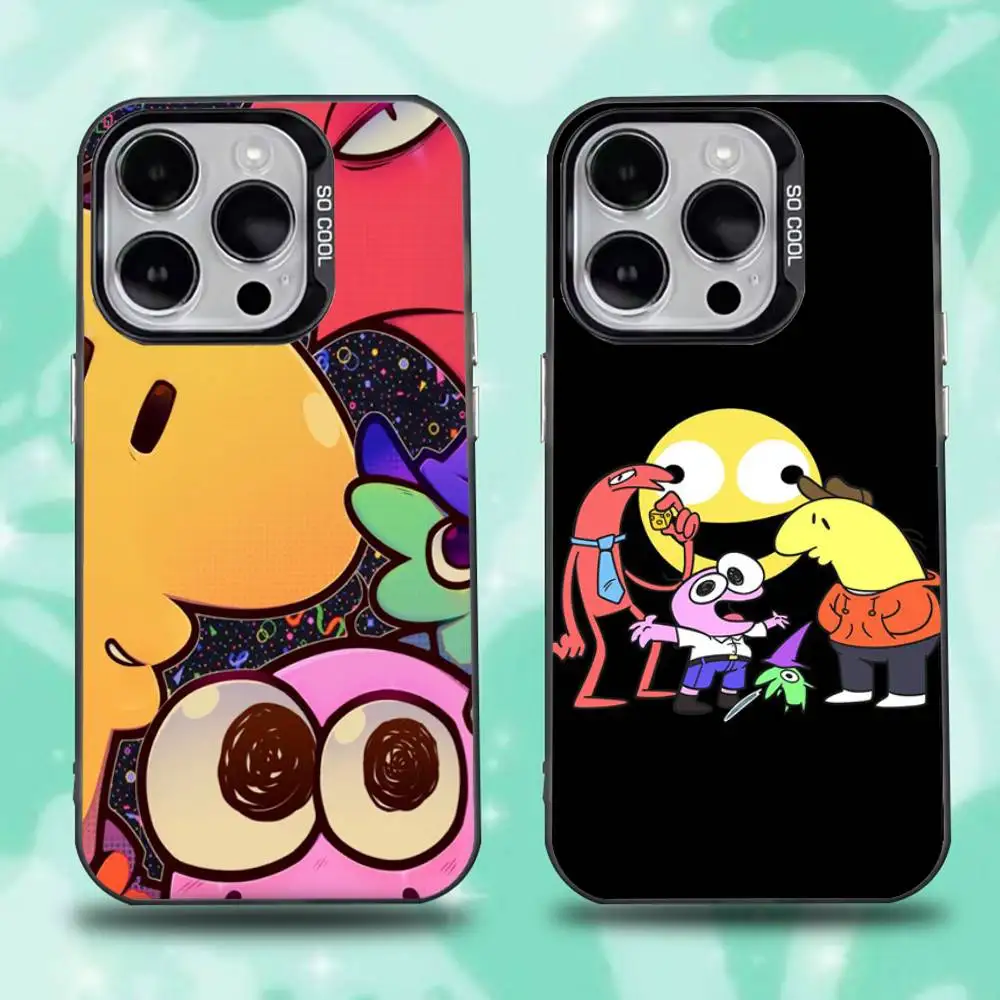 

Cartoon S-Smiling F-Friends Phone Case For iPhone 16,15,14,13,12,11,Mini,Pro,E,SE4,XS,MAX Black Candy Matte Cover
