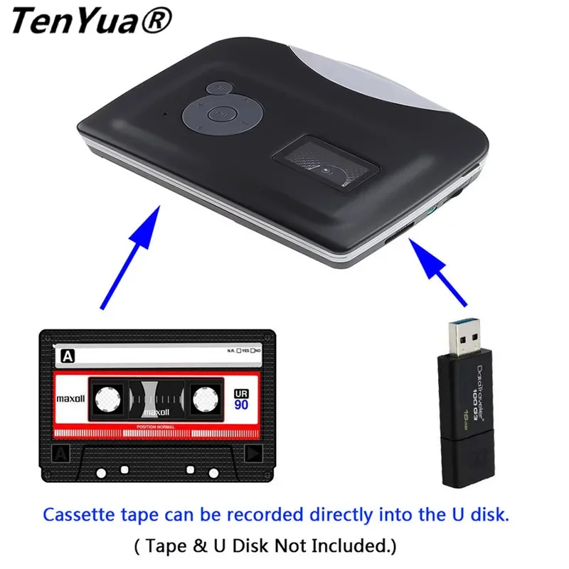 Ezcap-Cassette de captura USB, convertidor de Tape-to-MP3 a ordenador, HiFi sonido estéreo, calidad Mega Bass