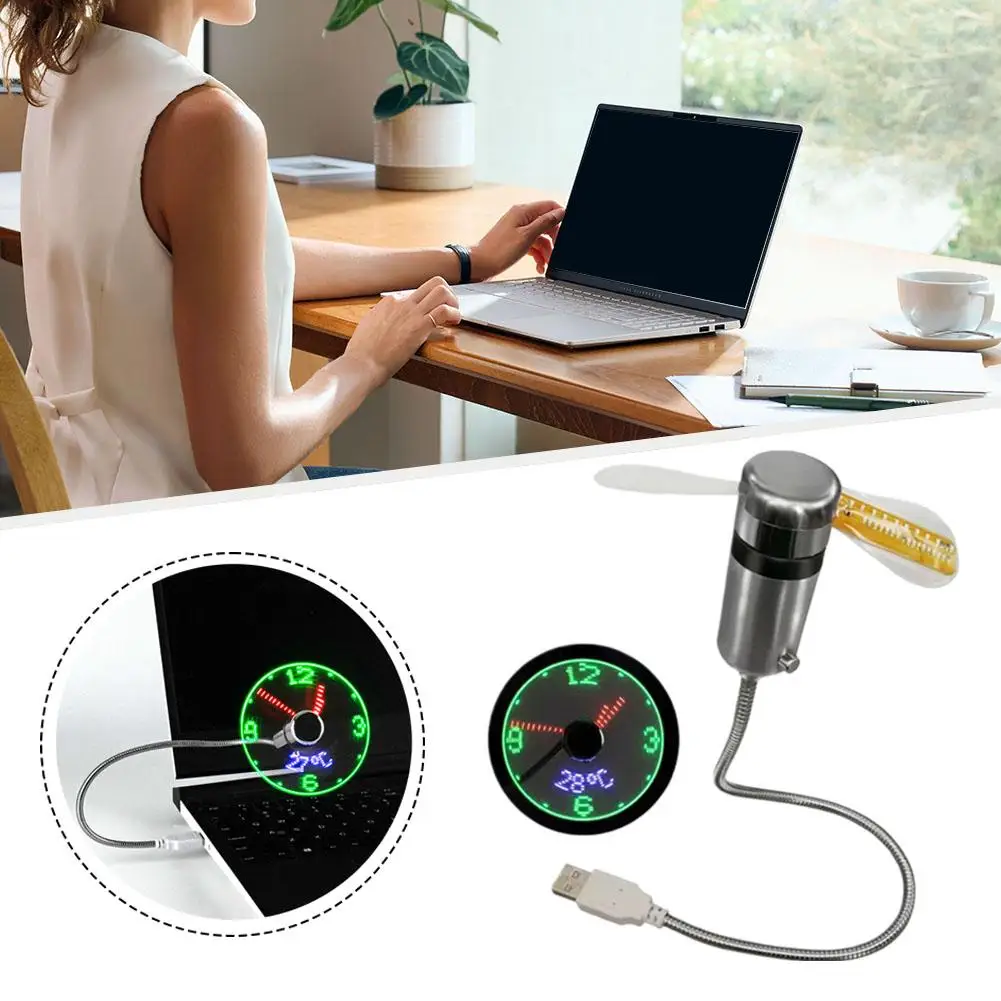 Multi-function USB Real Clock Fan USB Time Temperature Fan USB Real Time Clock Fan Desktop Quiet Fan For Office Study Dorm Daily