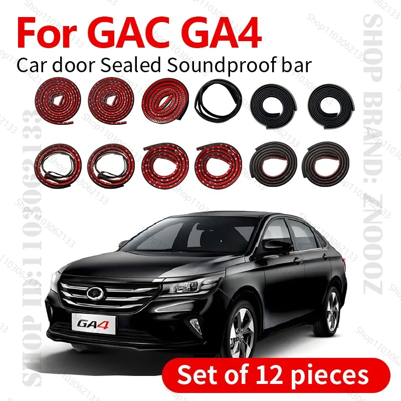 

For 2017-2025 GAC GA4 Car Door Seal Strip Rubber Double Layer Sealing Protector Soundproof Strip Dustproof Seal Strip 12PCS Set