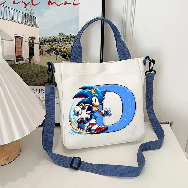 أنيمي الكرتون قماش حقيبة كتف لصبي الفتيات الكرتون رسالة A-Z مطبوعة حقائب كروسبودي الطلاب المحمولة حقيبة يد الموضة هدية