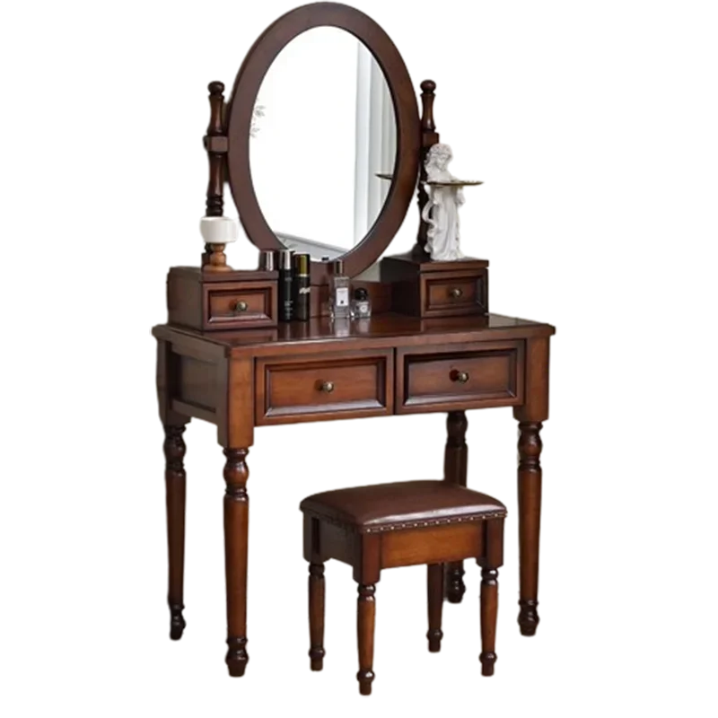 Nordic Mirror Drawers Dresser Eithe Stool Brown Modern Luxury Dressing Table Storage Hotel High End Comoda Pra Quarto Furniture